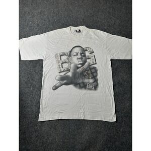 Mens Y2K The Notorious B.I.G. Biggie Smalls Rap Tee White, Size 2XL